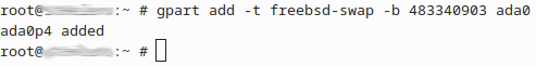 FreeBSD gpart add swap