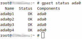 FreeBSD gpart status